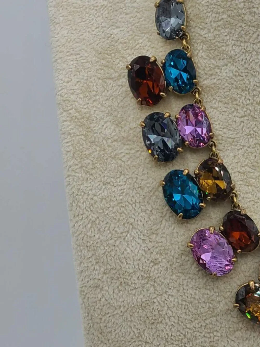 J Crew Multi Color Crystal Gold Tone Statement Necklace